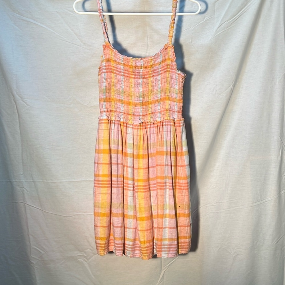American Eagle Outfitters Pink and Orange Smocked Mini Sundress
